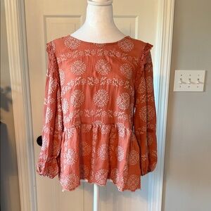 Blu Pepper Terra Cotta Floral Blouse